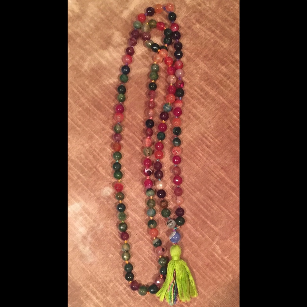 Handmade Jewel Tone Rainbow  Quartz Mala.